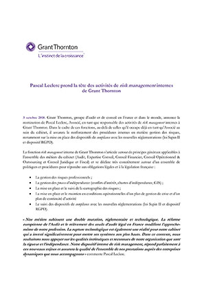 Pascal Leclerc risk management interne Grant Thornton