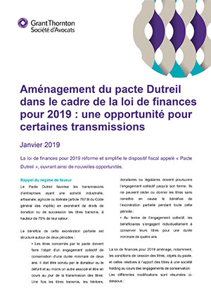 Alerte fiscale Pacte Dutreil