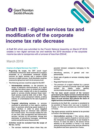 Draft Bill - digital services tax and modification of the corporate income tax rate decrease