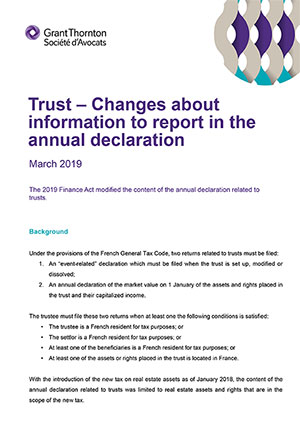 Trust – Changes about information to report in the annual declaration