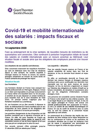 Covid-19: mobilité internationale, les impacts fiscaux et sociaux