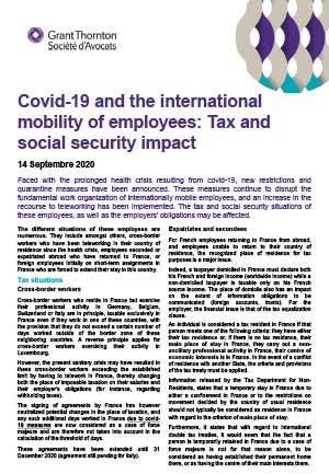 Covid-19: employees’ international mobility, tax and social impacts