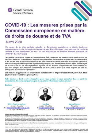 COVID-19 : de nouvelles mesures fiscales de la Commission européenne