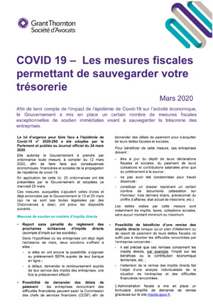 Les mesures fiscales permettant de préserver votre trésorerie