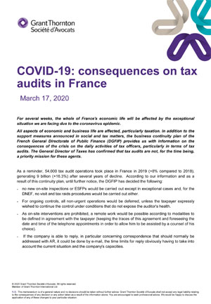 COVID-19: consequences on tax audits in France