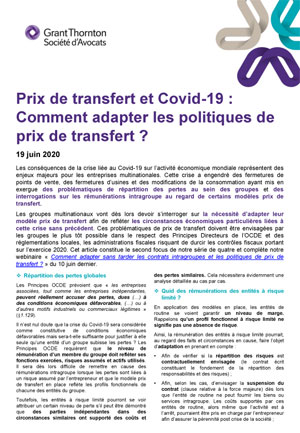 Prix de transfert et COVID-19 : Comment adapter les politiques de prix de transfert ?