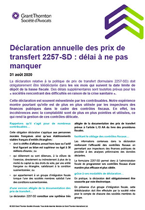 Déclaration annuelle des prix de transfert : délai à ne pas manquer