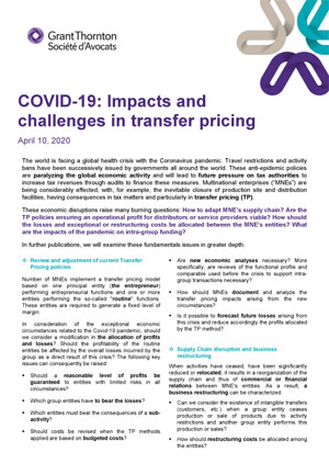 COVID-19: Impacts and challenges in transfer pricing