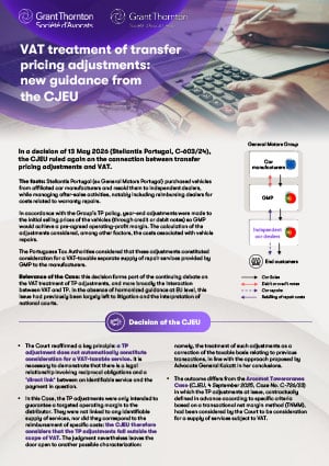 VAT treatment of transfer pricing adjustments
