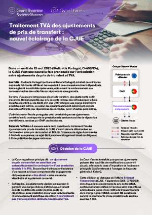 Traitement TVA des ajustements de prix de transfert