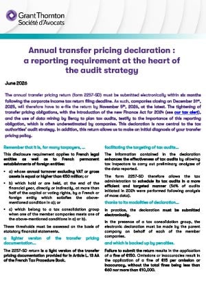 Annual transfer pricing declaration