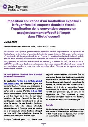 Imposition en France d’un footballeur expatrié