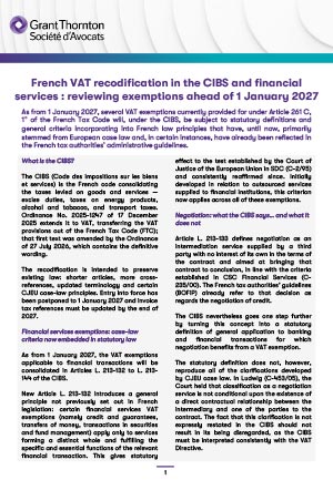 French VAT recodification in the CIBS and financial services
