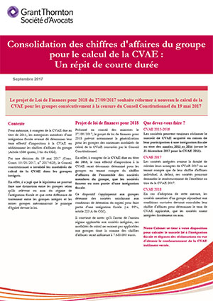 Grant Thornton Société d'Avocats CVAE Consolidation des chiffres d'affaires Un repit de courte durée