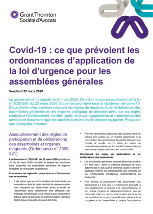 Loi d’urgence analyse des ordonnances concernant les assemblées générales