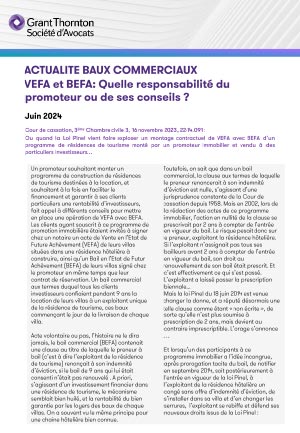 Actualité Baux Commerciaux VEFA et BEFA