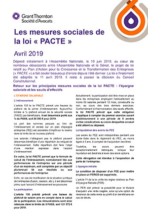 Les mesures sociales de la loi « PACTE »