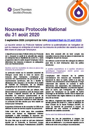 Nouveau Protocole National du 31 août 2020