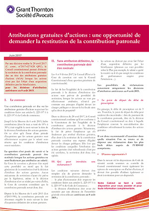 Grant Thornton Société d'Avocats Restitution de la contribution patron