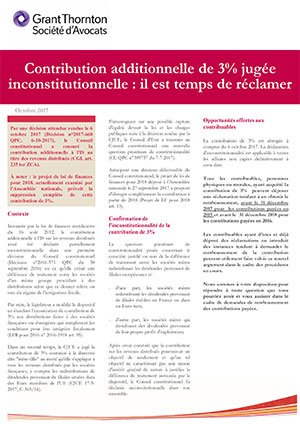 Inconstitutionnalité de la contribution additionnelle de 3