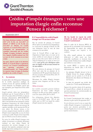 Tax Alert Crédit d'impot etranger