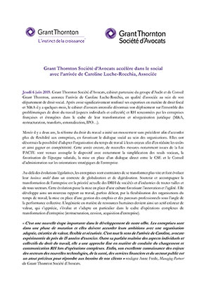 Grant Thornton Société d’Avocats accélère dans le social