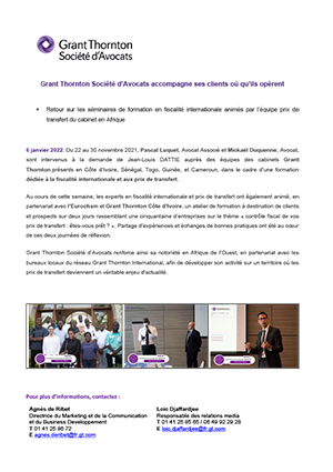 Grant Thornton Société d’Avocats accompagne ses clients où qu’ils opèrent