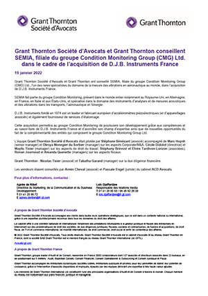 Grant Thornton Société d’Avocats et Grant Thornton conseillent SEMIA