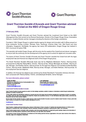 Grant Thornton Société d’Avocats and Grant Thornton advised Ciclad
