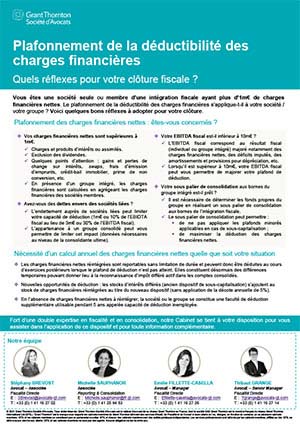 Plafonnement de la déductibilité des charges financières